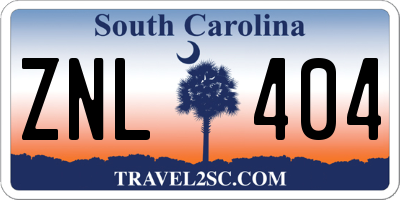 SC license plate ZNL404
