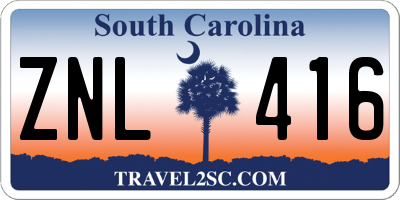SC license plate ZNL416