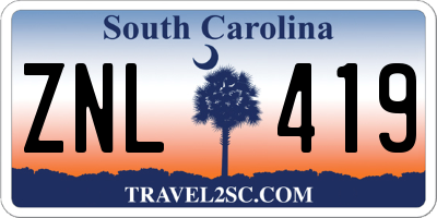 SC license plate ZNL419