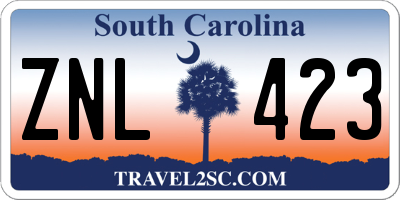 SC license plate ZNL423