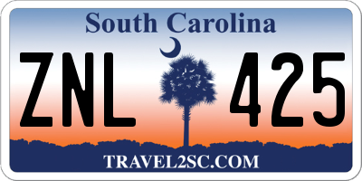 SC license plate ZNL425