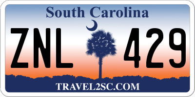 SC license plate ZNL429