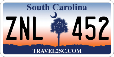 SC license plate ZNL452