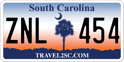 SC license plate ZNL454