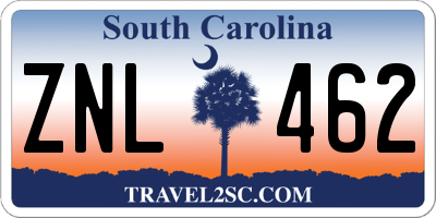 SC license plate ZNL462