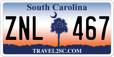 SC license plate ZNL467