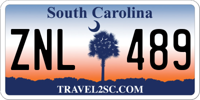 SC license plate ZNL489