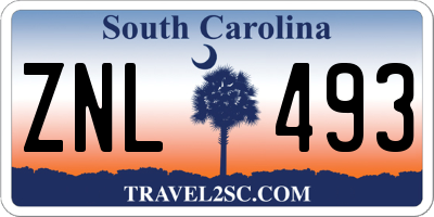 SC license plate ZNL493