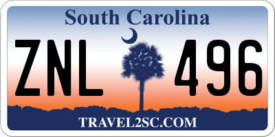 SC license plate ZNL496