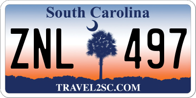 SC license plate ZNL497