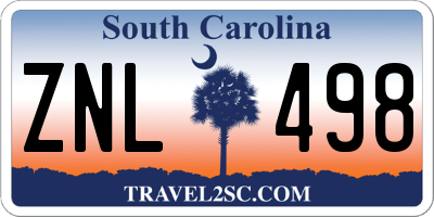 SC license plate ZNL498