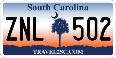 SC license plate ZNL502
