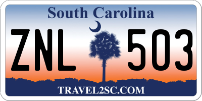 SC license plate ZNL503