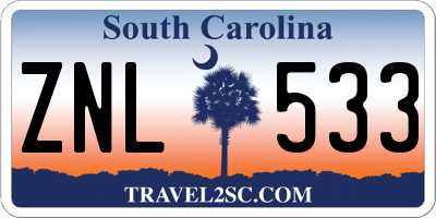 SC license plate ZNL533