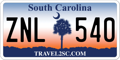 SC license plate ZNL540