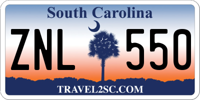 SC license plate ZNL550