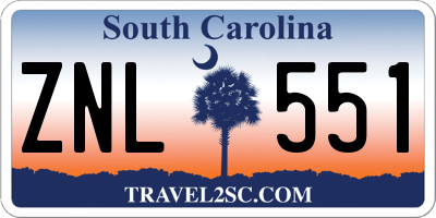 SC license plate ZNL551
