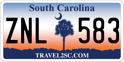 SC license plate ZNL583