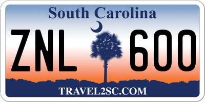 SC license plate ZNL600