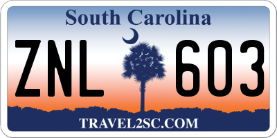 SC license plate ZNL603