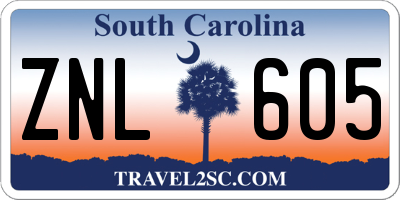 SC license plate ZNL605