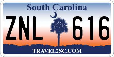 SC license plate ZNL616