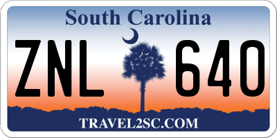 SC license plate ZNL640