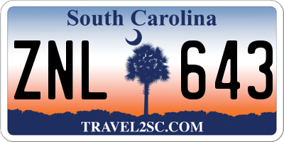 SC license plate ZNL643