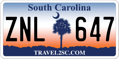 SC license plate ZNL647