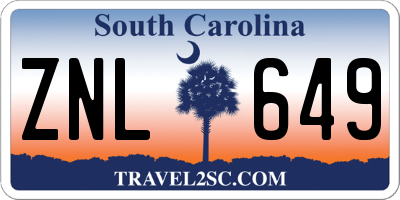 SC license plate ZNL649