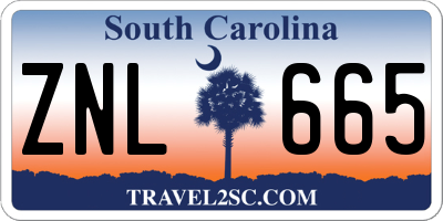 SC license plate ZNL665