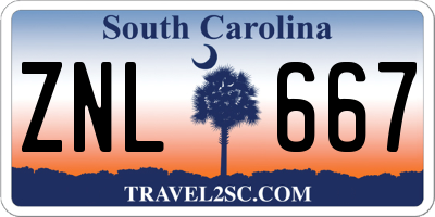 SC license plate ZNL667
