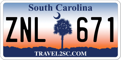 SC license plate ZNL671