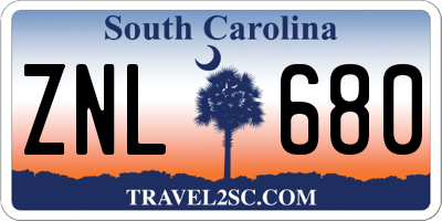 SC license plate ZNL680