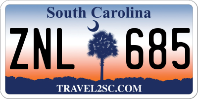SC license plate ZNL685