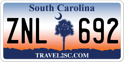 SC license plate ZNL692
