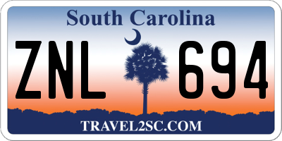 SC license plate ZNL694