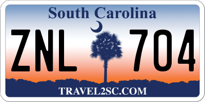 SC license plate ZNL704