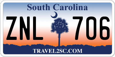 SC license plate ZNL706