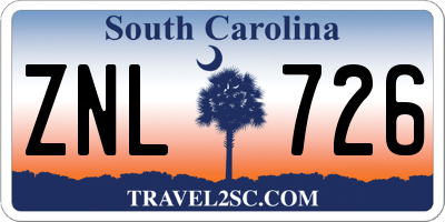 SC license plate ZNL726