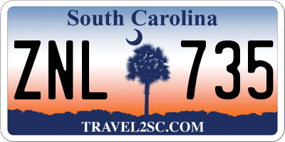 SC license plate ZNL735