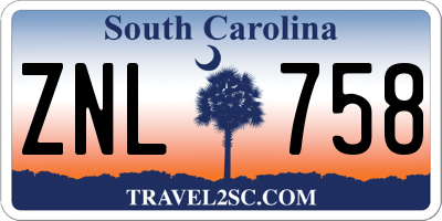 SC license plate ZNL758