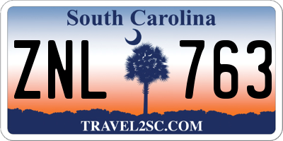 SC license plate ZNL763