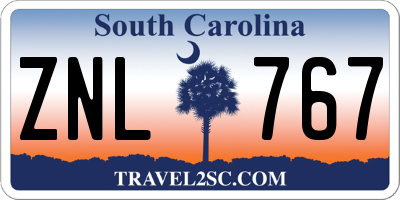 SC license plate ZNL767