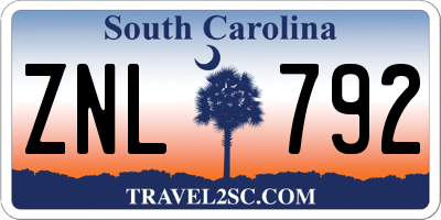 SC license plate ZNL792