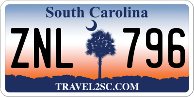 SC license plate ZNL796