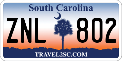 SC license plate ZNL802