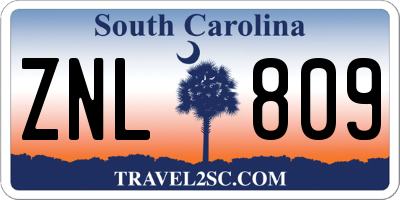 SC license plate ZNL809