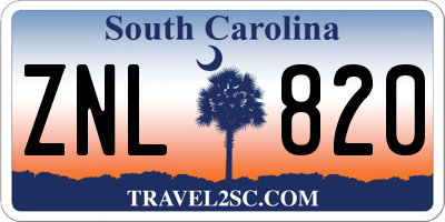 SC license plate ZNL820