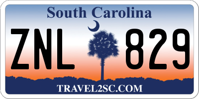 SC license plate ZNL829